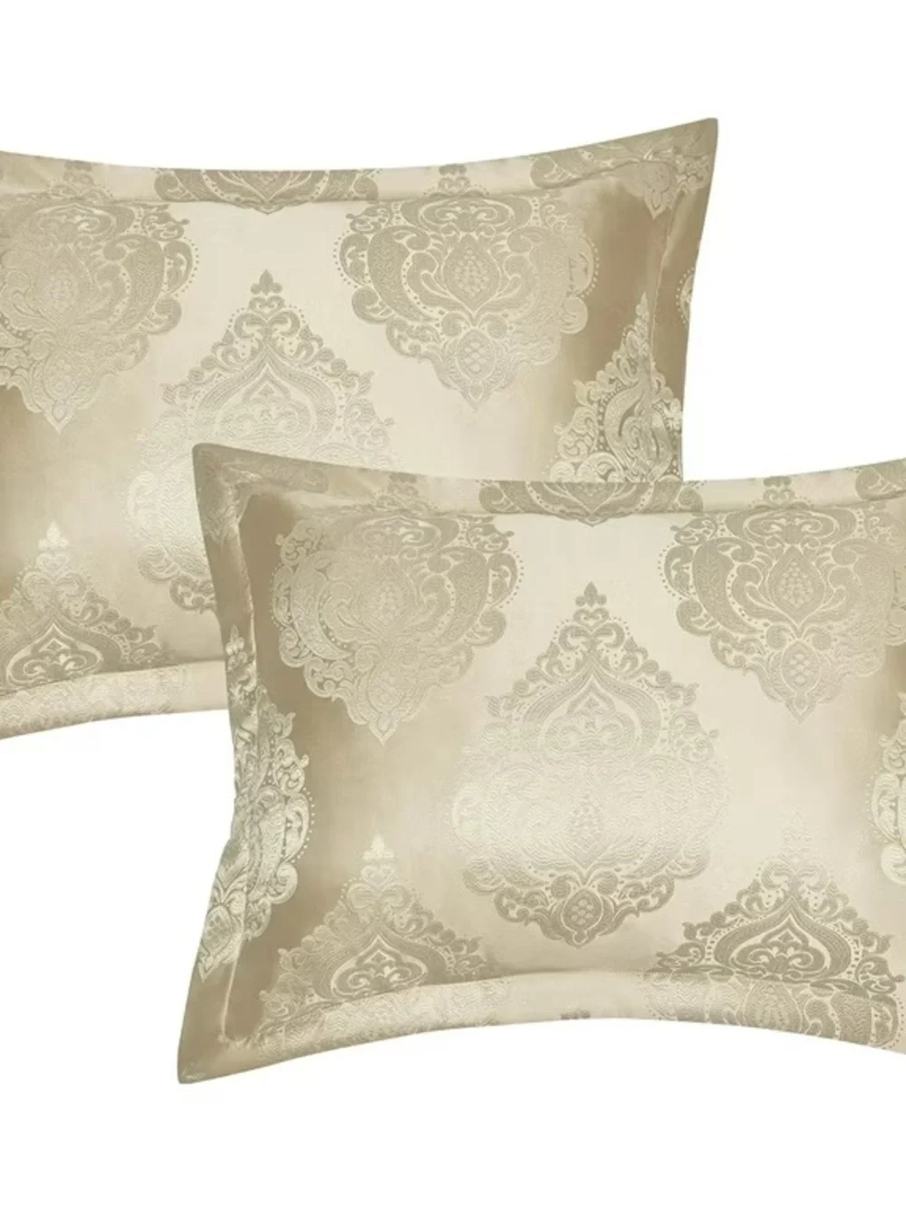 Luxury Damask queen 3 piece Comforter Set in Beige